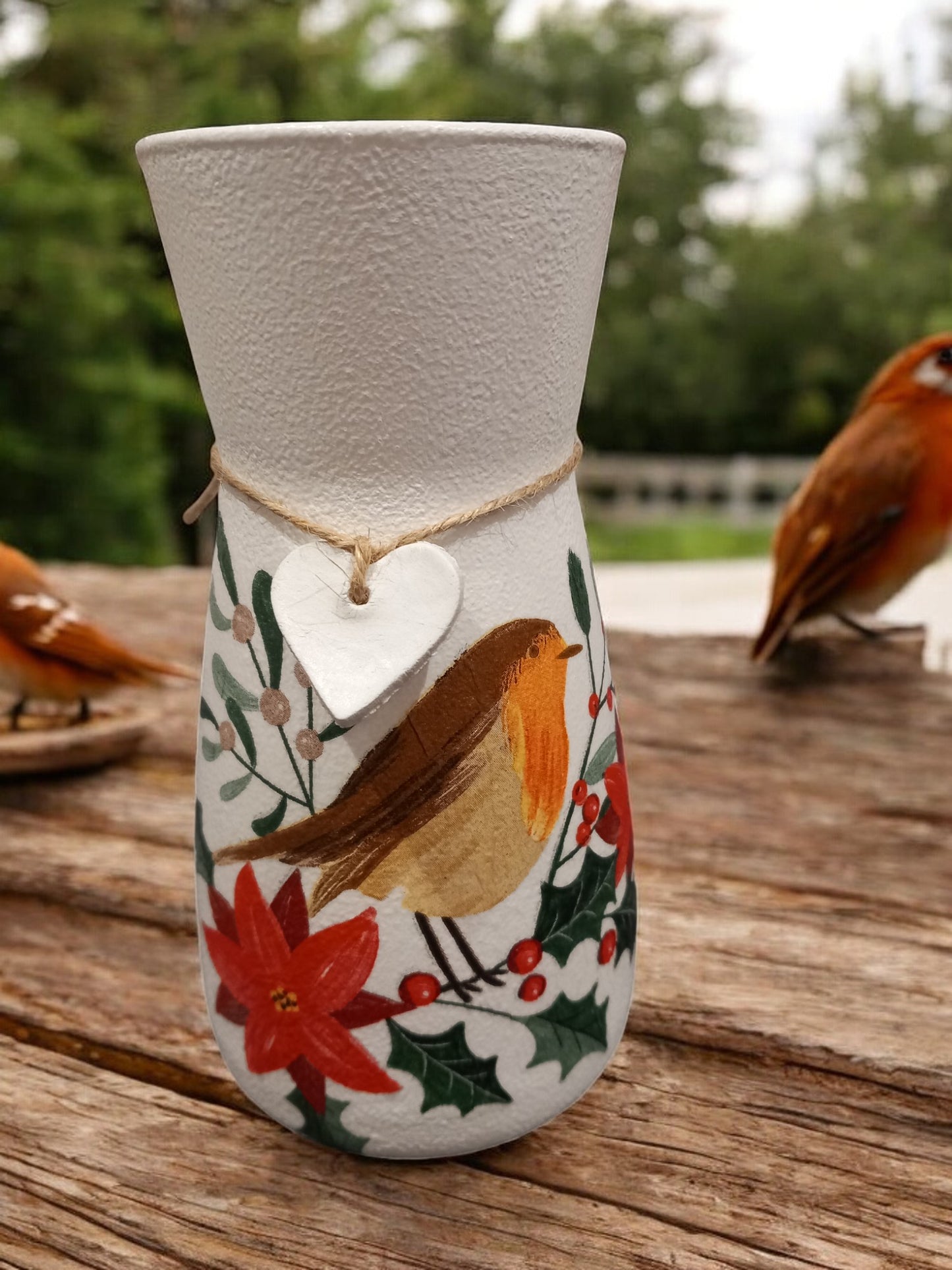 Christmas Robin Vase