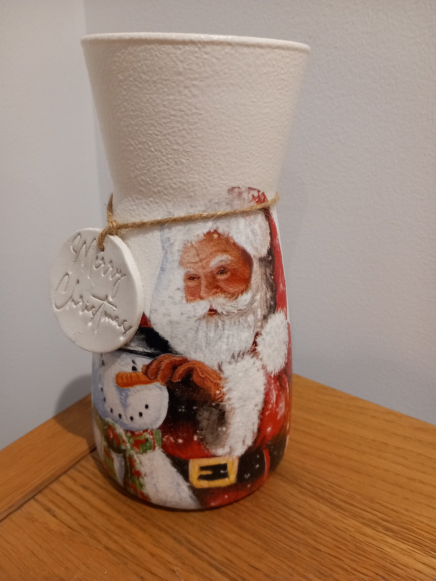 Father Christmas with Snowman Vase