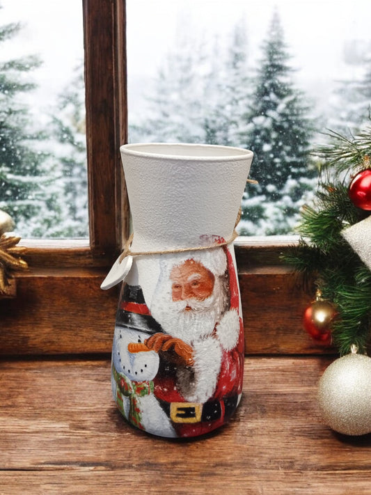 Father Christmas with Snowman Vase