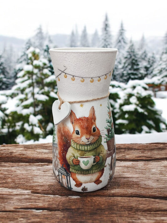 Red Squirrel Vase