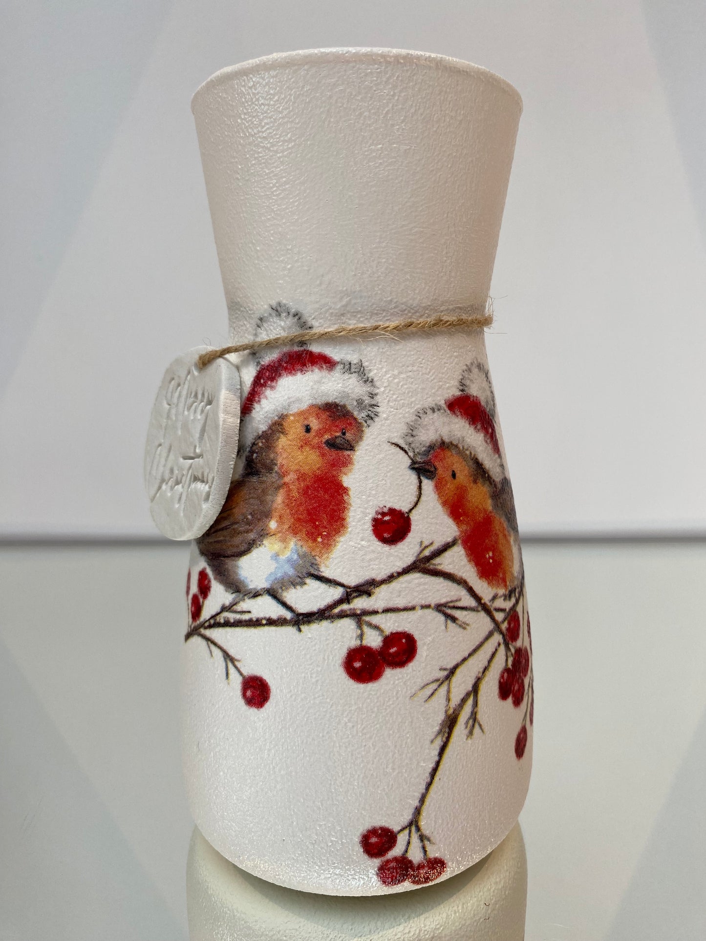 Christmas Robin Vase