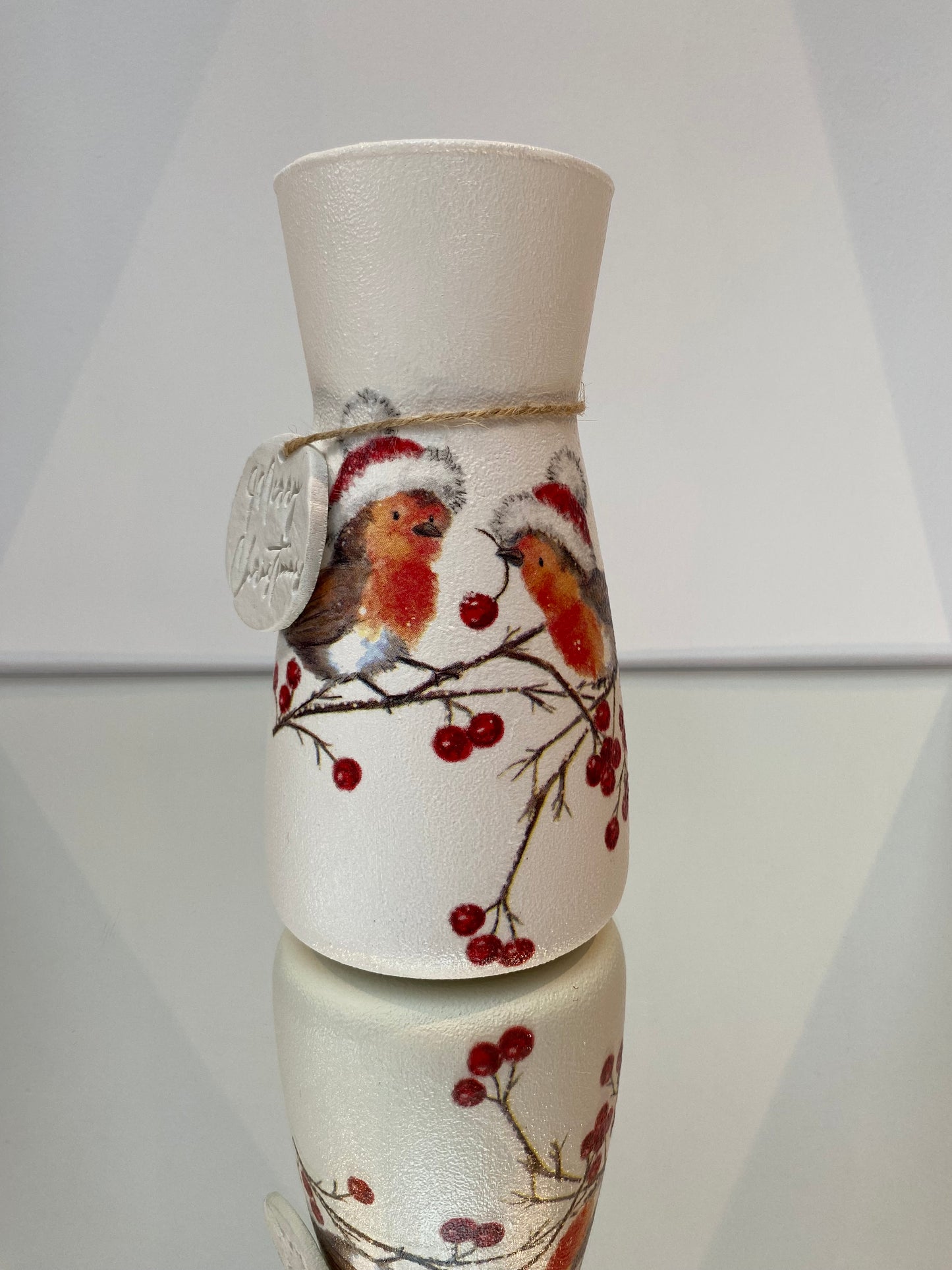 Christmas Robin Vase