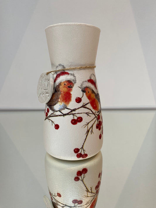 Christmas Robin Vase