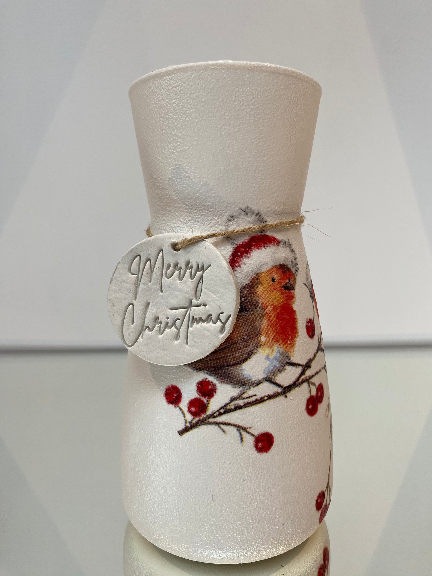 Christmas Robin Vase